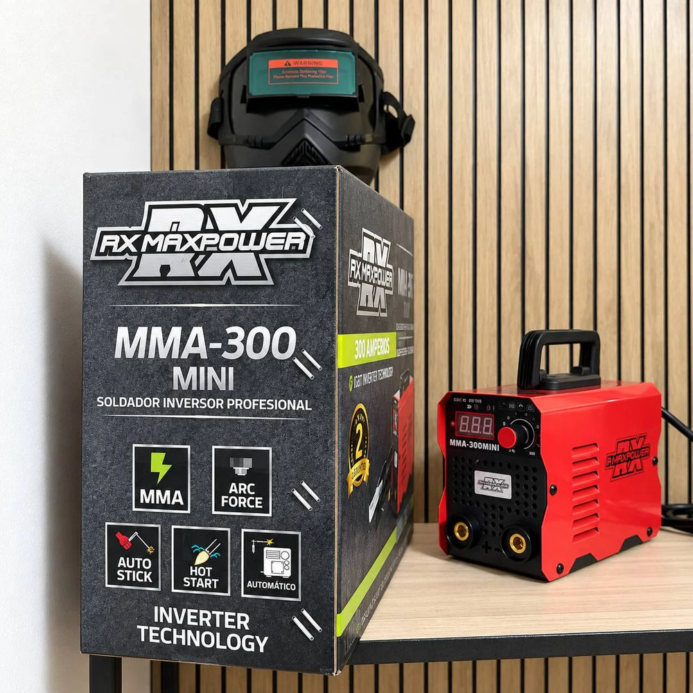 Soldador Inversor RX Max Power MMA-300 Mini Rojo | 300 A | 110V/220V | IGBT Inverter | Estuche y 2 Caretas | 2 Años de Garantía - 12
