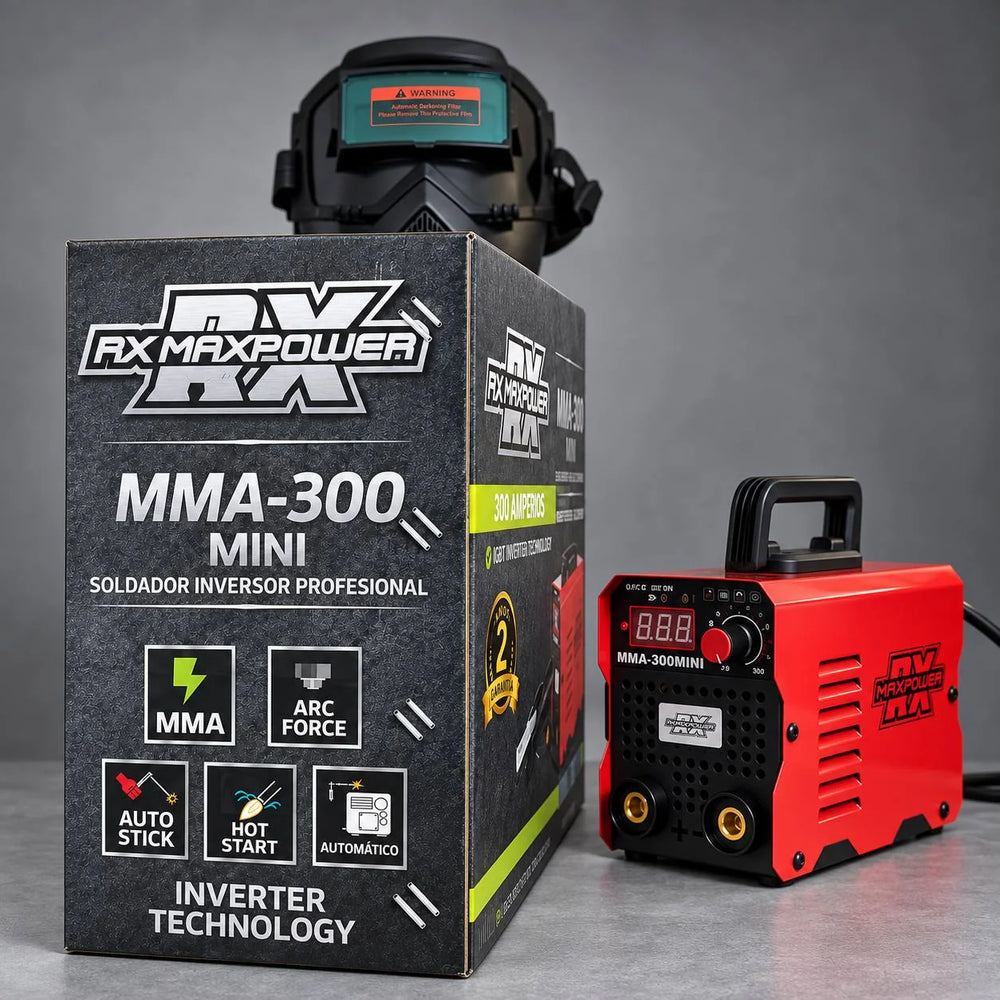 Soldador Inversor RX Max Power MMA-300 Mini Rojo | 300 A | 110V/220V | IGBT Inverter | Estuche y 2 Caretas | 2 Años de Garantía - 13