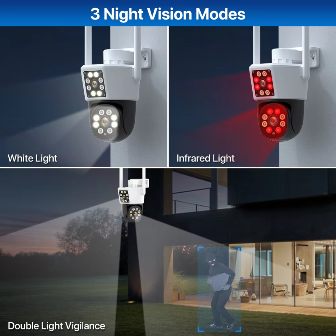 cámara de seguridad 2 en 1 WiFi con doble lente independiente