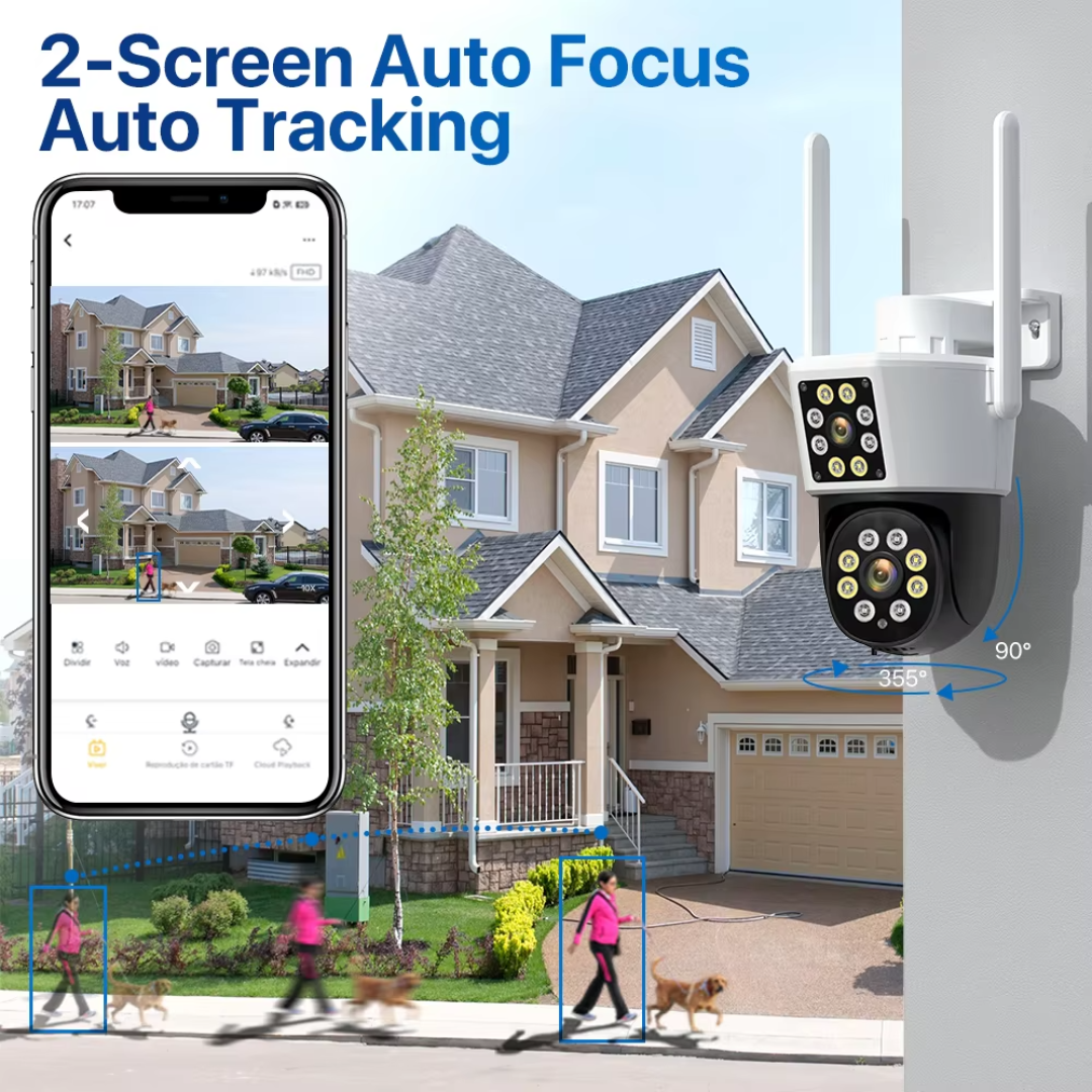 cámara de seguridad 2 en 1 WiFi con doble lente independiente