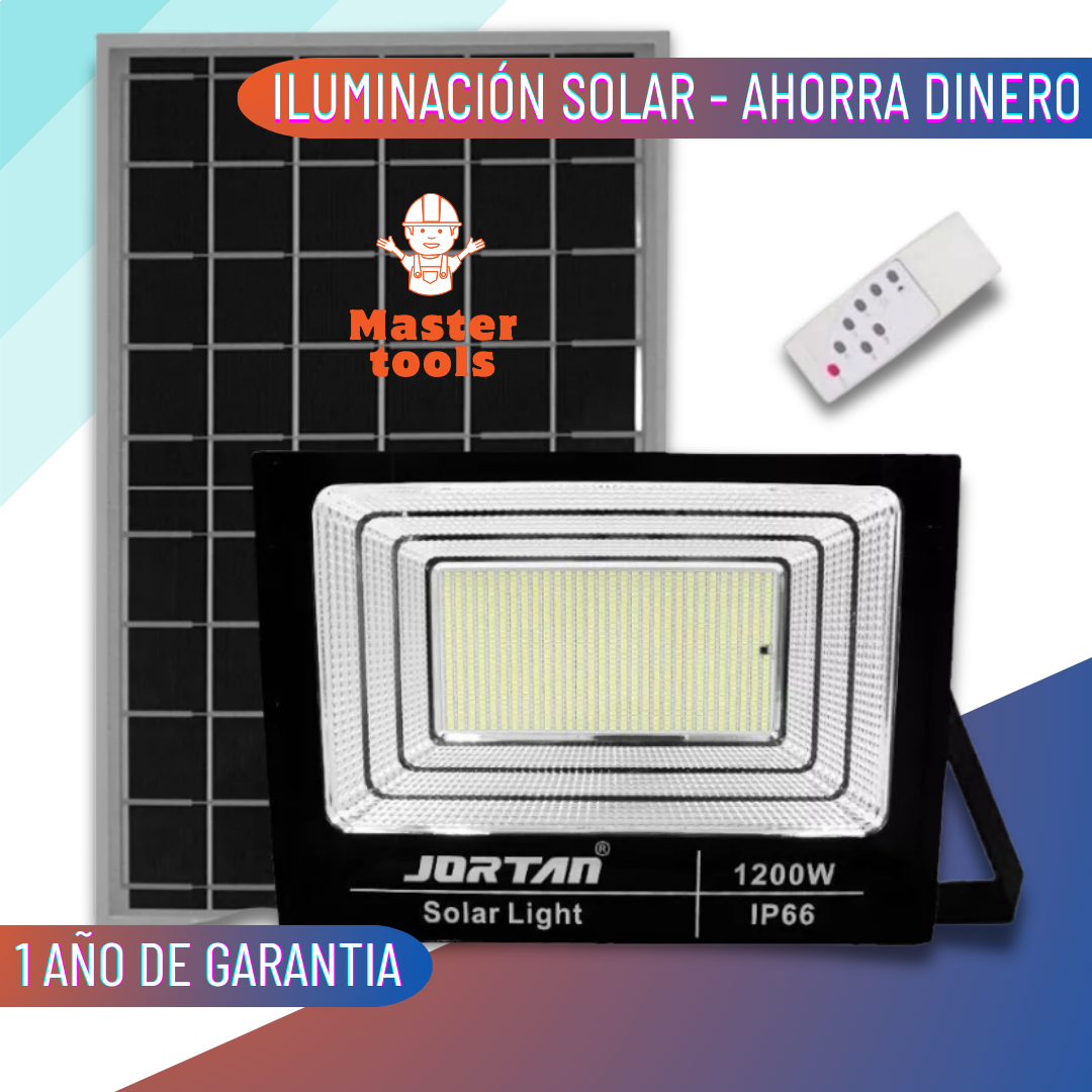 Reflector LED Recargable Solar 1200W – Grande y Potente 1 Año de garantia