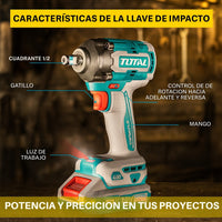 Combo Llave de Impacto 1/2 con 400 Nm + Lampara Led 3.5 Watts + Juego de Dados x 10 (Original 1 Año de Garantía) miniatura 14