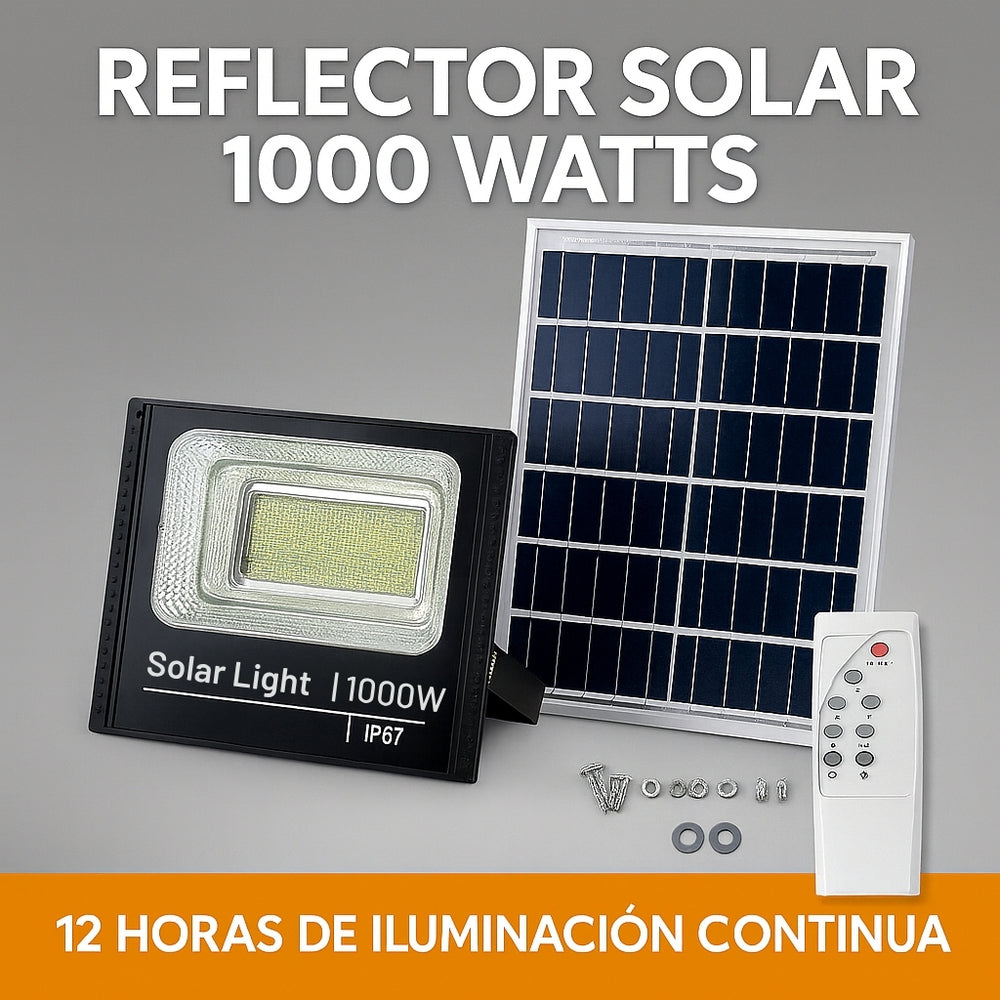 Reflector Solar 1000W + Panel y Control – Iluminación LED Potente y Ecológica para Exteriores - 1