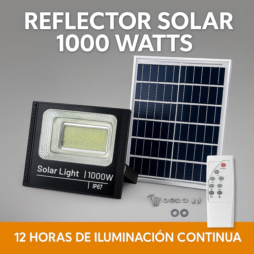 Reflector Solar 1000W + Panel y Control – Iluminación LED Potente y Ecológica para Exteriores - 1