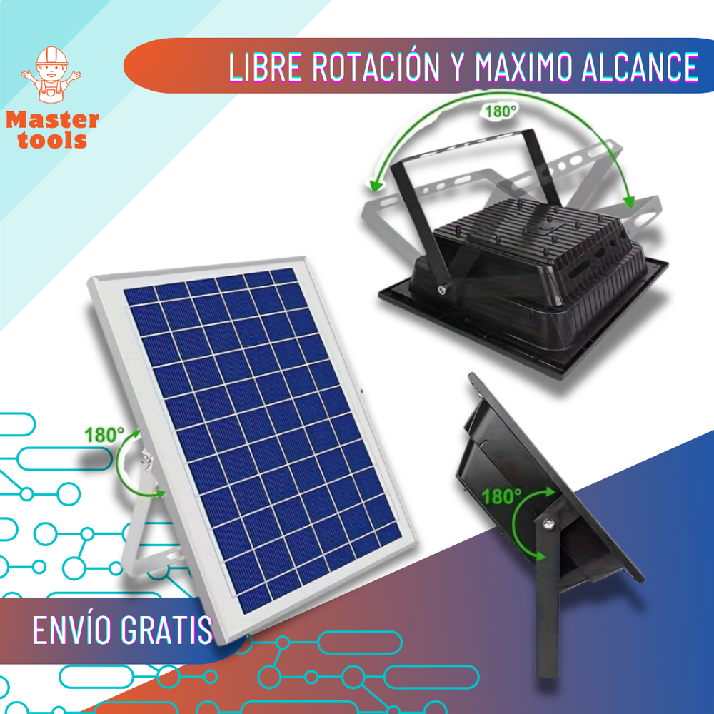 Reflector LED Recargable Solar 1200W – Grande y Potente 1 Año de garantia - 6