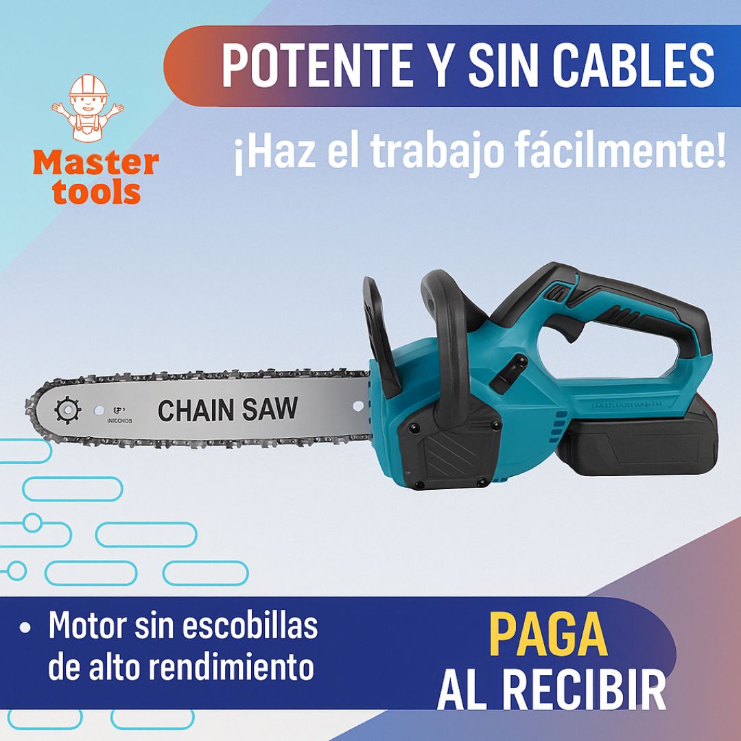 Motosierra inalámbrica de 12 pulgadas  con 2 baterías Motor de alto rendimiento