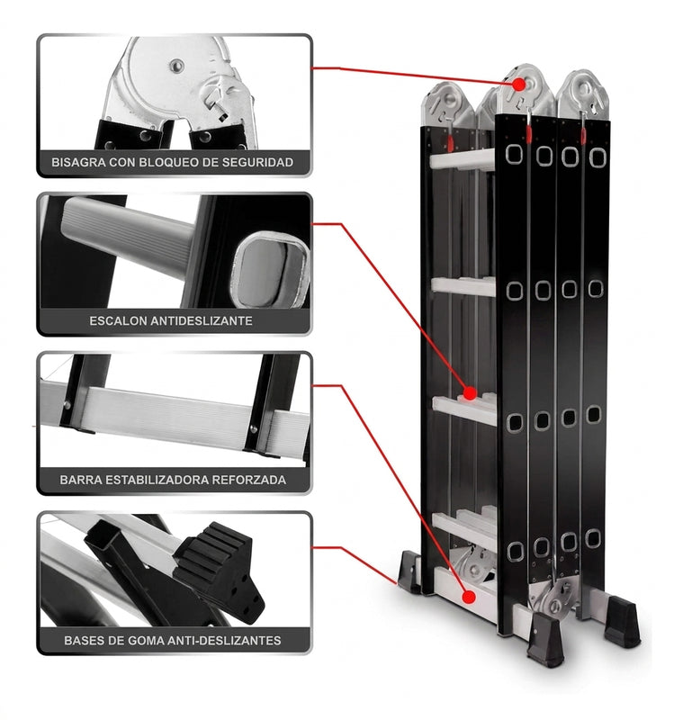 Escalera Multiposiciones de Aluminio Reforzado — 16 Pasos foto 5