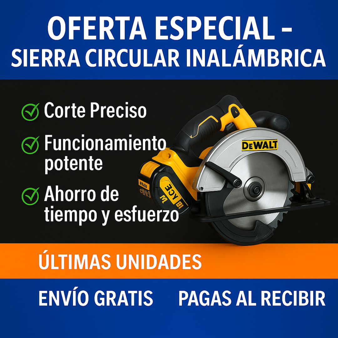 🔧 Sierra Circular de Mano Inalámbrica 7” – Potencia y libertad de corte en cualquier lugar
