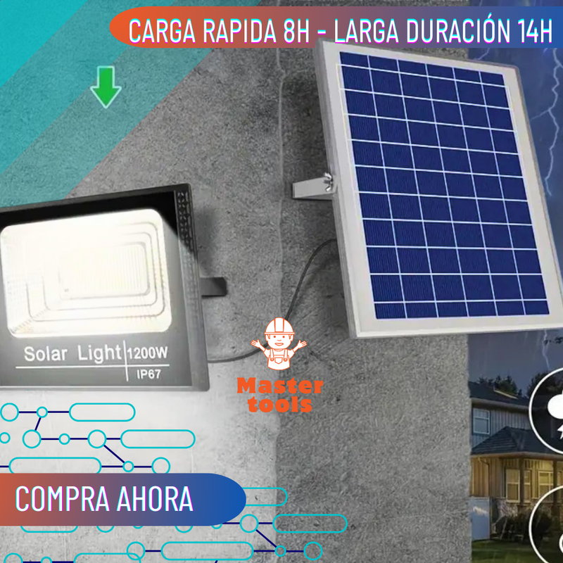 Reflector LED Recargable Solar 1200W – Grande y Potente 1 Año de garantia foto 4