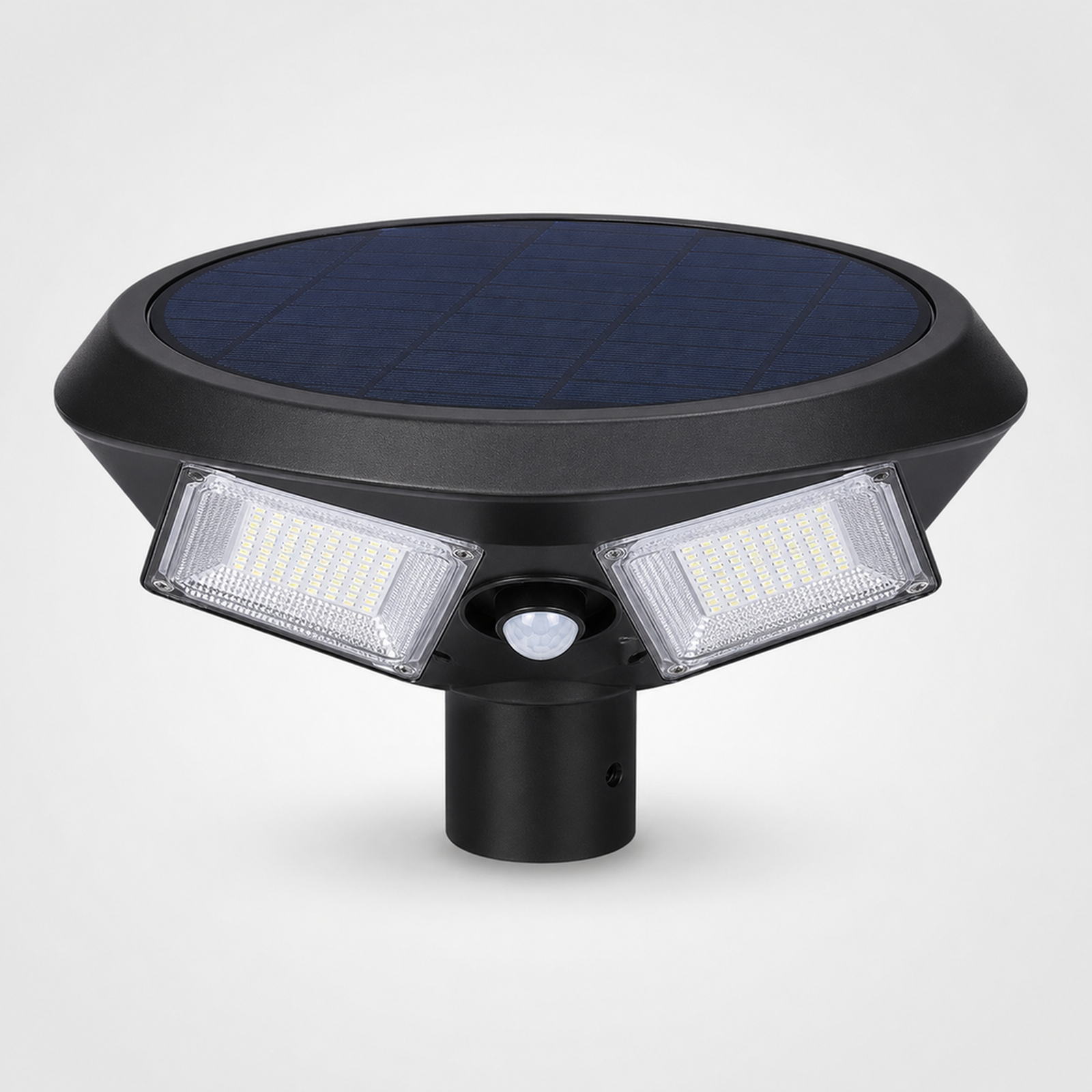 Lámpara Solar UFO 200W · 3 Paneles Ajustables · Control Remoto y Sensor de Movimiento · IP65 · Garantía 1 año - en uso