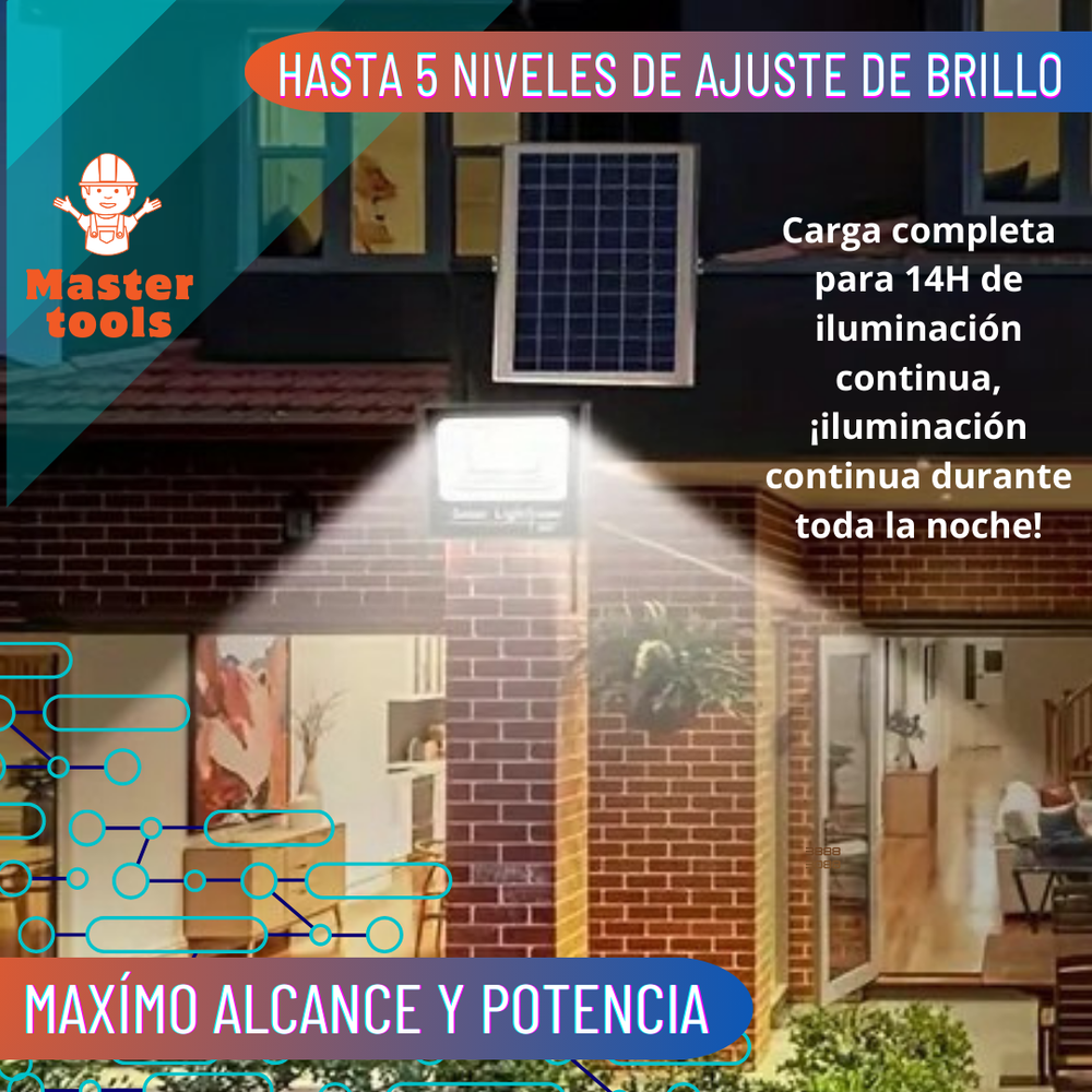 Reflector LED Recargable Solar 1200W – Grande y Potente 1 Año de garantia - 8