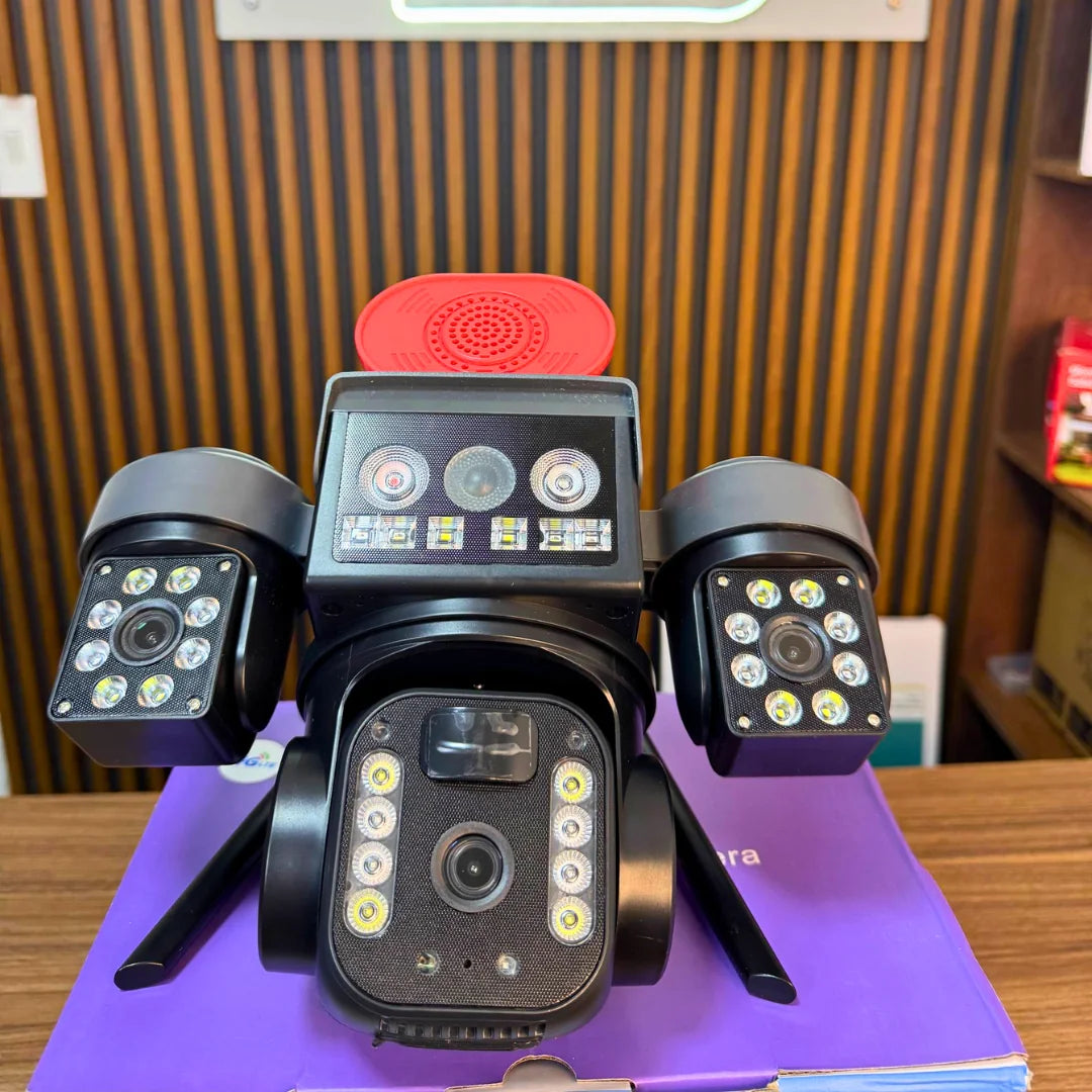 Cámara triple vision de Seguridad Solar PTZ HD con Alarma 4G Con CHIP
