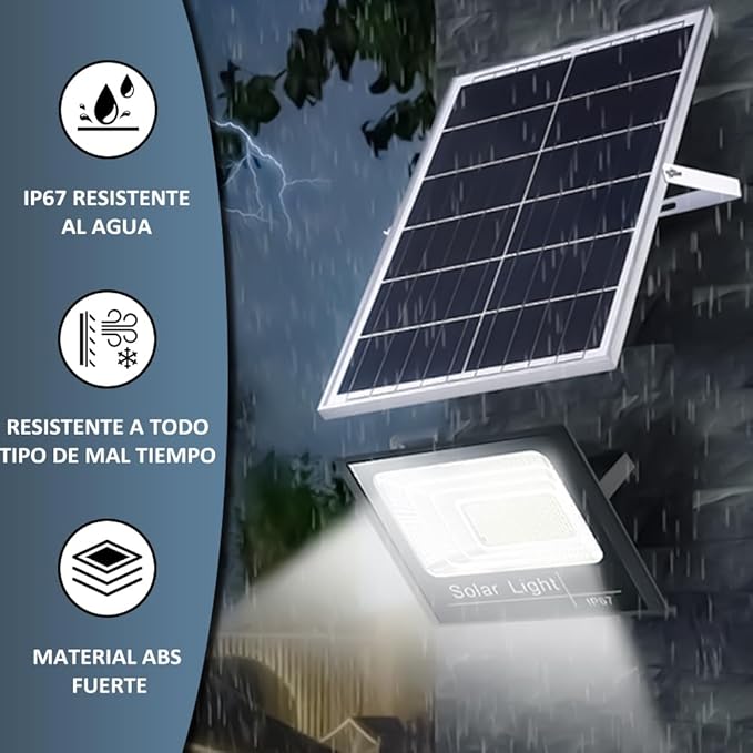 Reflector Solar LED 1500W para Exteriores con Panel y Control – Alta Potencia y Autonomía foto 3