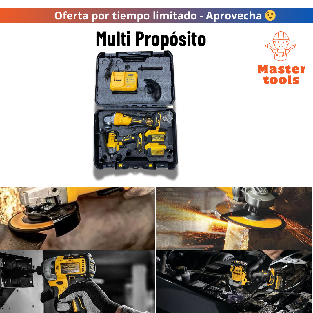 Kit Pulidora Inalámbrica 4 1/2 + Llave de Impacto de 1/2