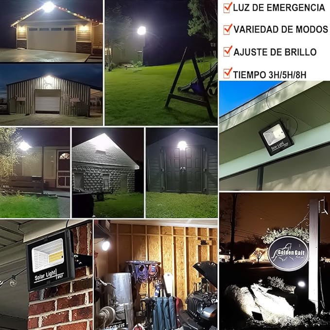 Reflector Solar LED 1500W para Exteriores con Panel y Control – Alta Potencia y Autonomía - 6