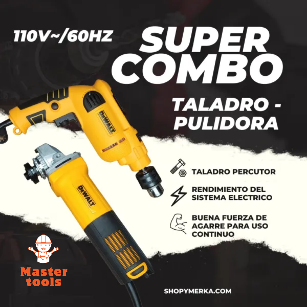 COMBO TALADRO PERCUTOR 1/2 + PULIDORA 4