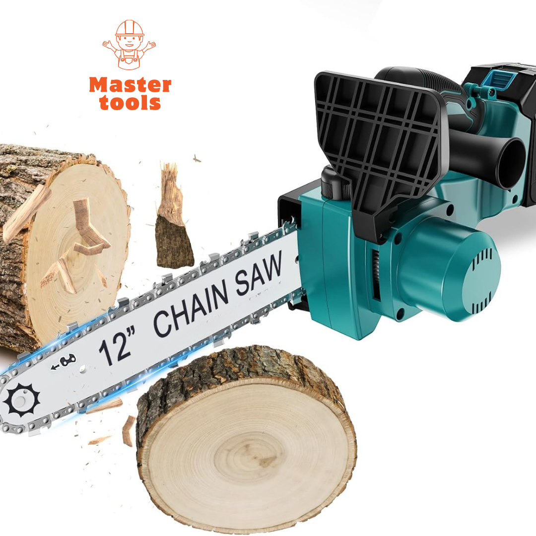 Motosierra inalámbrica de 12 pulgadas  con 2 baterías Motor de alto rendimiento