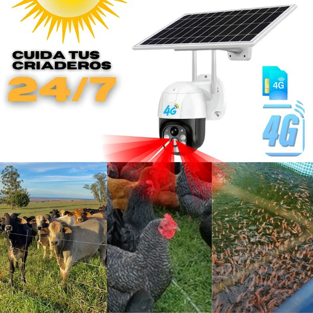 Cámara de Seguridad Exterior PTZ Red 4G SIM con Panel Solar
