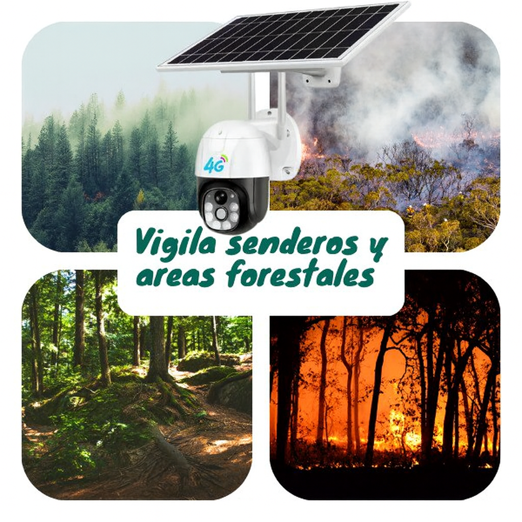 Cámara de Seguridad Exterior PTZ Red 4G SIM con Panel Solar