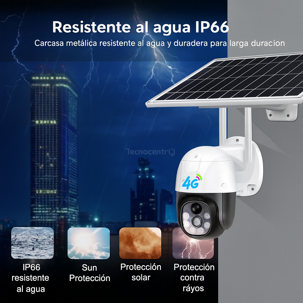Cámara de Seguridad Exterior PTZ Red 4G SIM con Panel Solar
