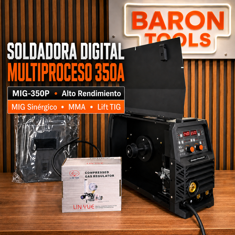 Inversor Inteligente 350A Synergic IA | Potencia Profesional MIG/MMA/TIG + Capacidad 5KG + 2 Años de Garantía foto 2
