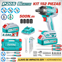 Pistola de Impacto 500NM  TOTAL + KIT 152 Herramientas + 1 Año de Garantia miniatura 11