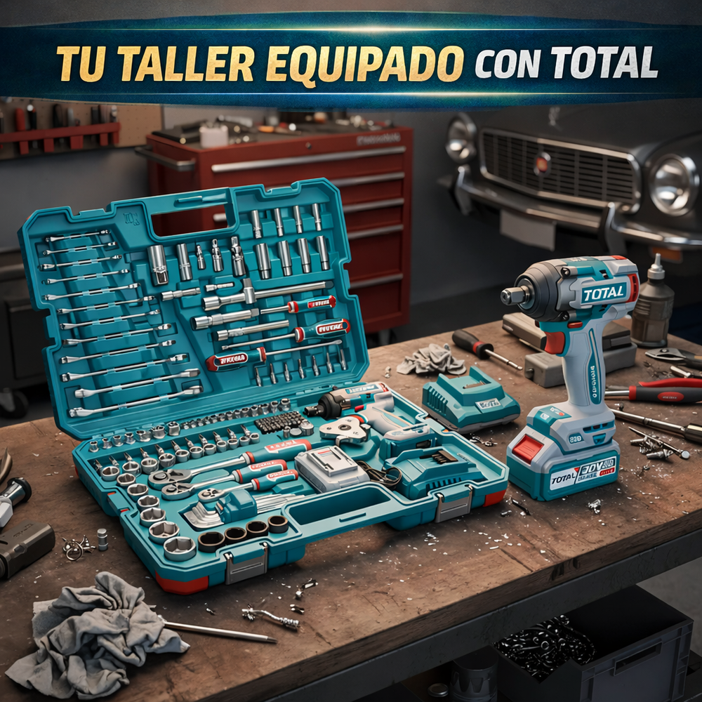 Pistola de Impacto 500NM  TOTAL + KIT 152 Herramientas + 1 Año de Garantia - 10