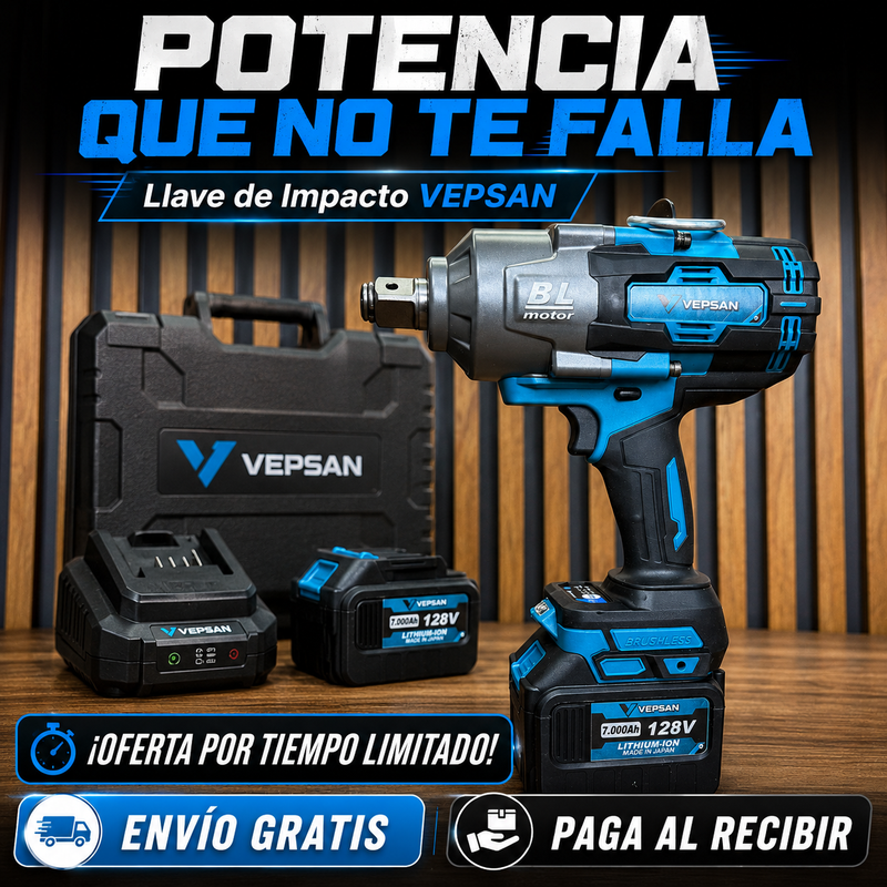 Llave de Impacto VEPSAN 2000Nm Brushless 3/4” | Potencia Industrial + 1 Año de Garantía foto 7