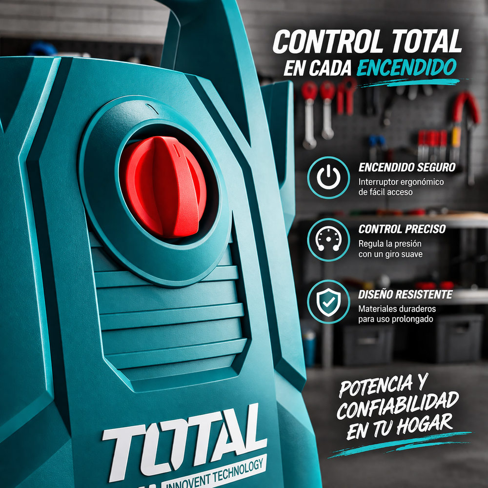 Hidrolavadora TOTAL 1600W 2030 PSI – Limpieza Profesional en Casa - 12