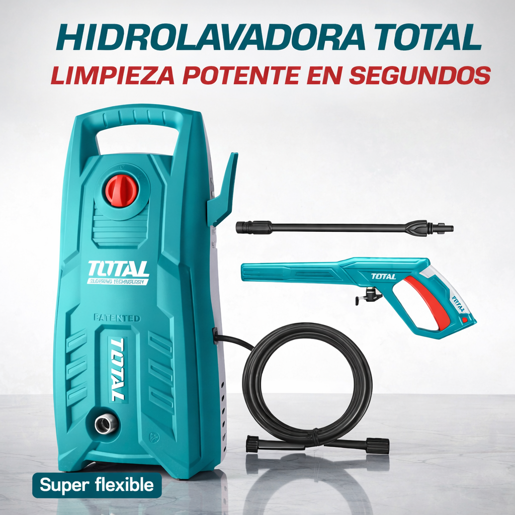 Hidrolavadora TOTAL 1600W 2030 PSI – Limpieza Profesional en Casa - en uso