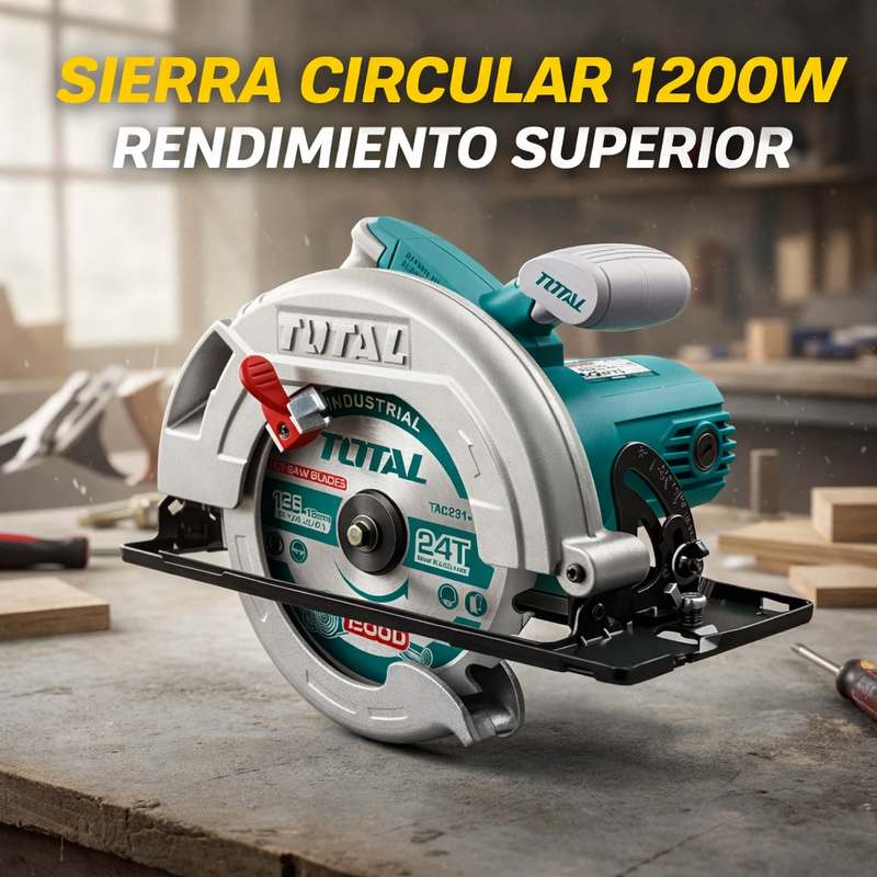 Sierra Circular TOTAL 7 1/4” 1200W – Corte Profesional sin Esfuerzo - 1 AÑO de Garantia foto 2