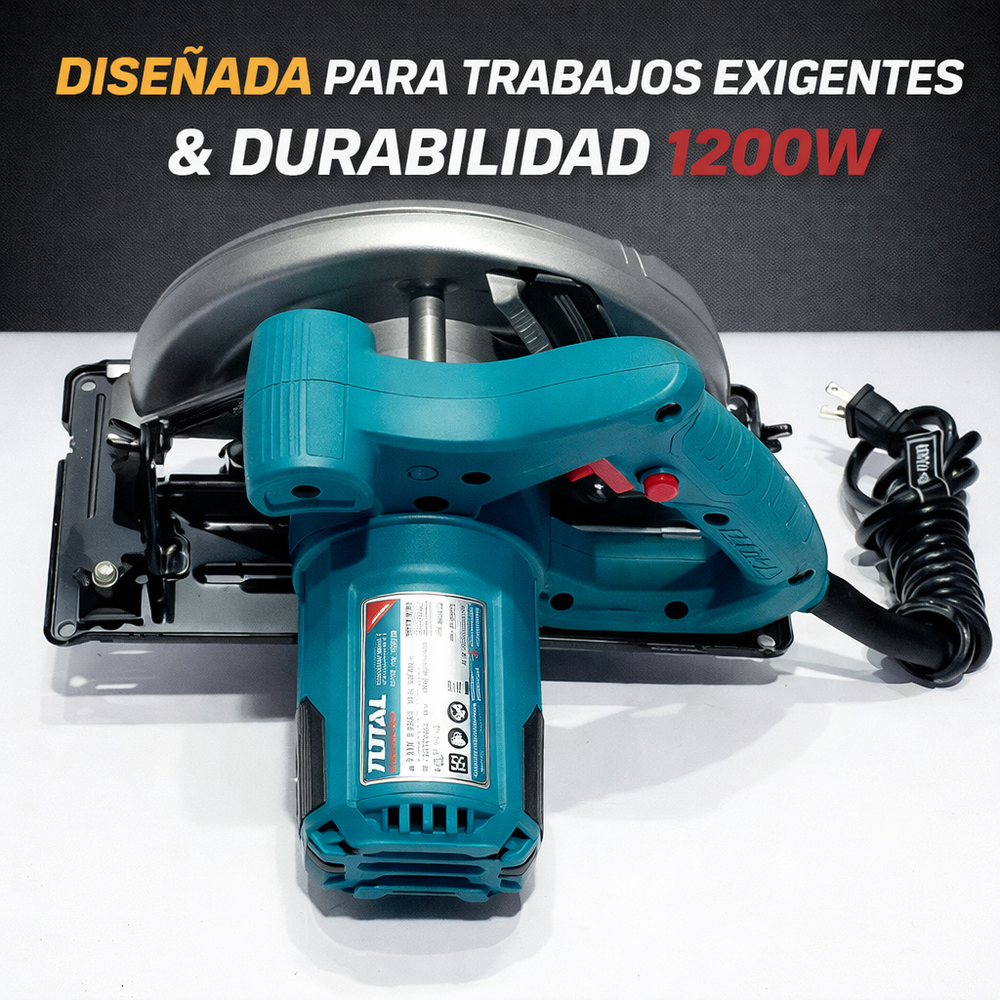 Sierra Circular TOTAL 7 1/4” 1200W – Corte Profesional sin Esfuerzo - 1 AÑO de Garantia - 12
