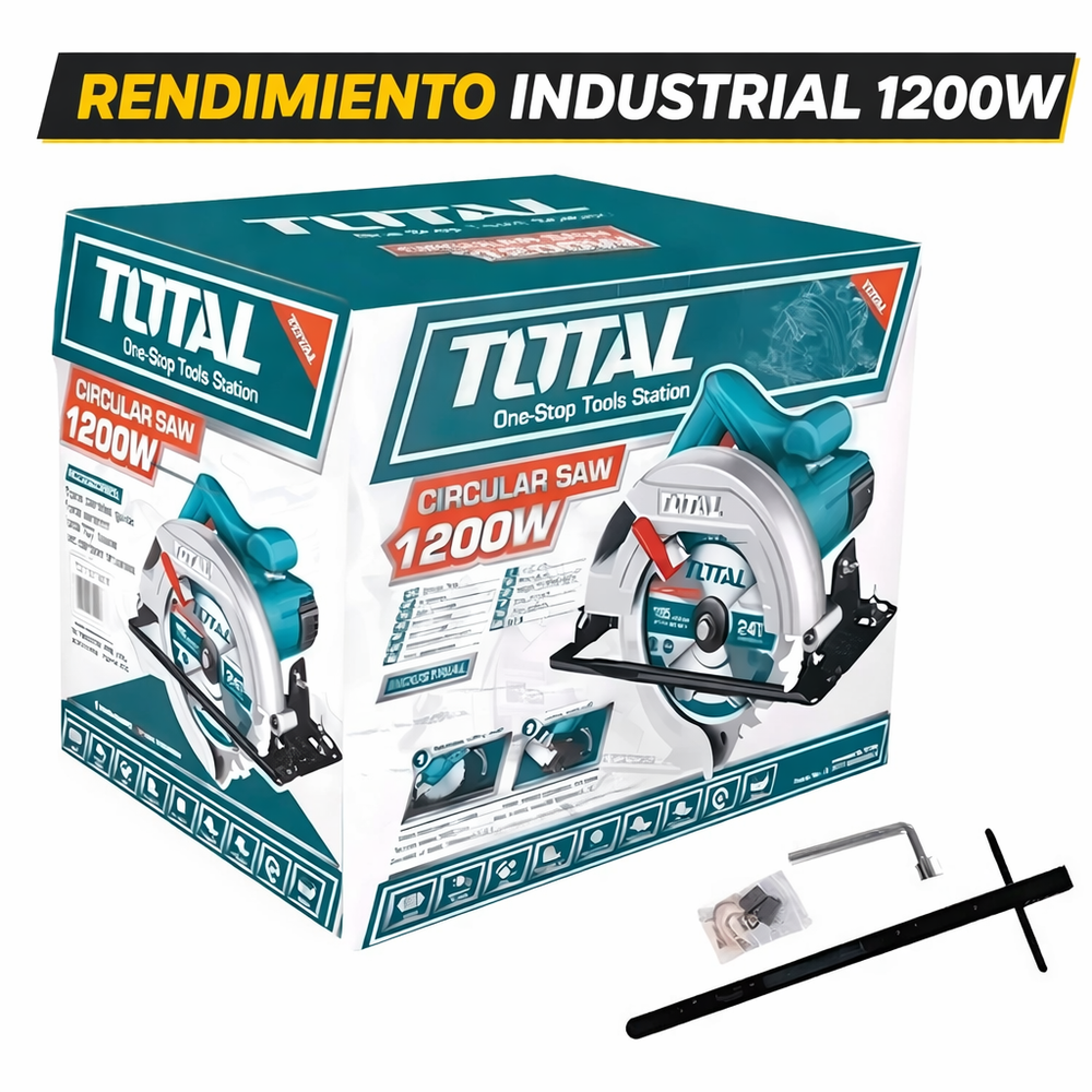 Sierra Circular TOTAL 7 1/4” 1200W – Corte Profesional sin Esfuerzo - 1 AÑO de Garantia - 8