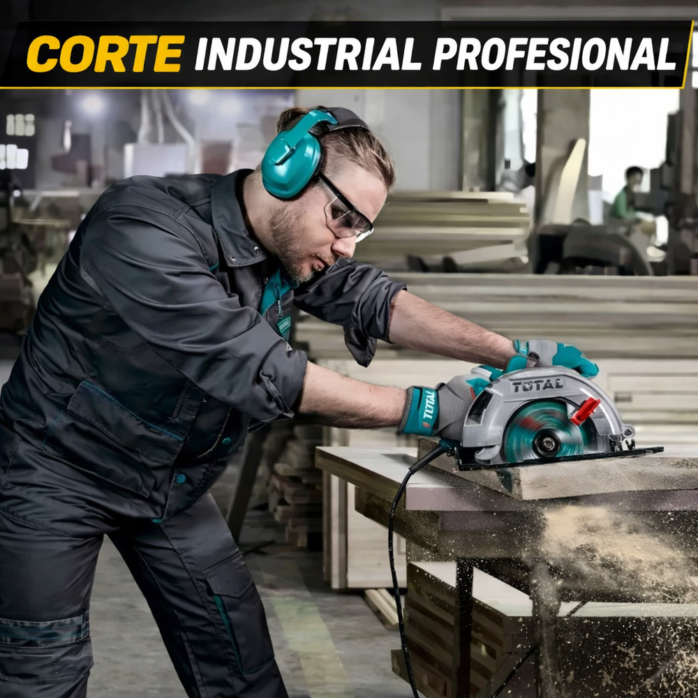 Sierra Circular TOTAL 7 1/4” 1200W – Corte Profesional sin Esfuerzo - 1 AÑO de Garantia - 7