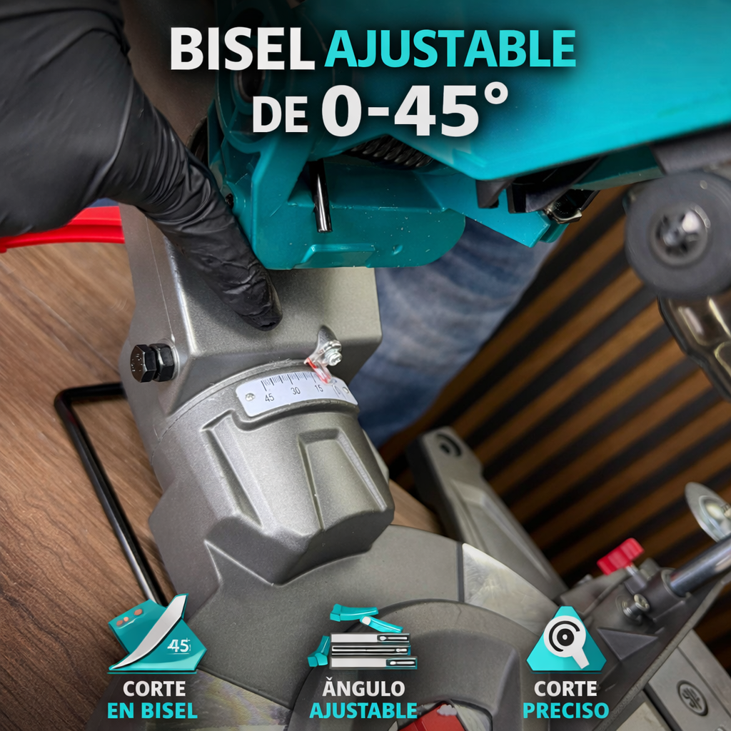 Sierra Ingleteadora Telescópica TOTAL 10” 1800W Industrial