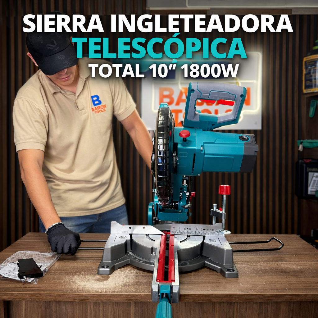 Sierra Ingleteadora Telescópica TOTAL 10” 1800W Industrial