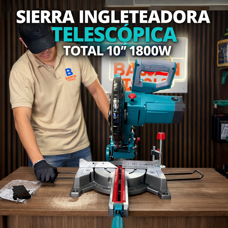 Sierra Ingleteadora Telescópica TOTAL 10” 1800W Industrial foto 2