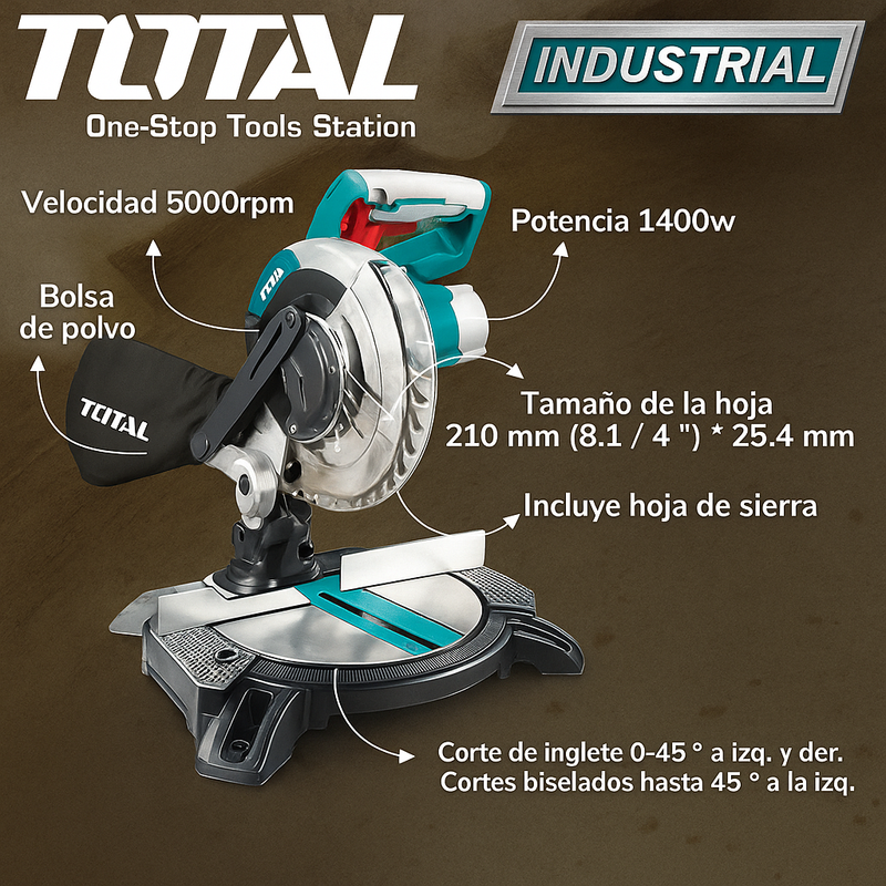Sierra Ingleteadora TOTAL 8" 1400W foto 3