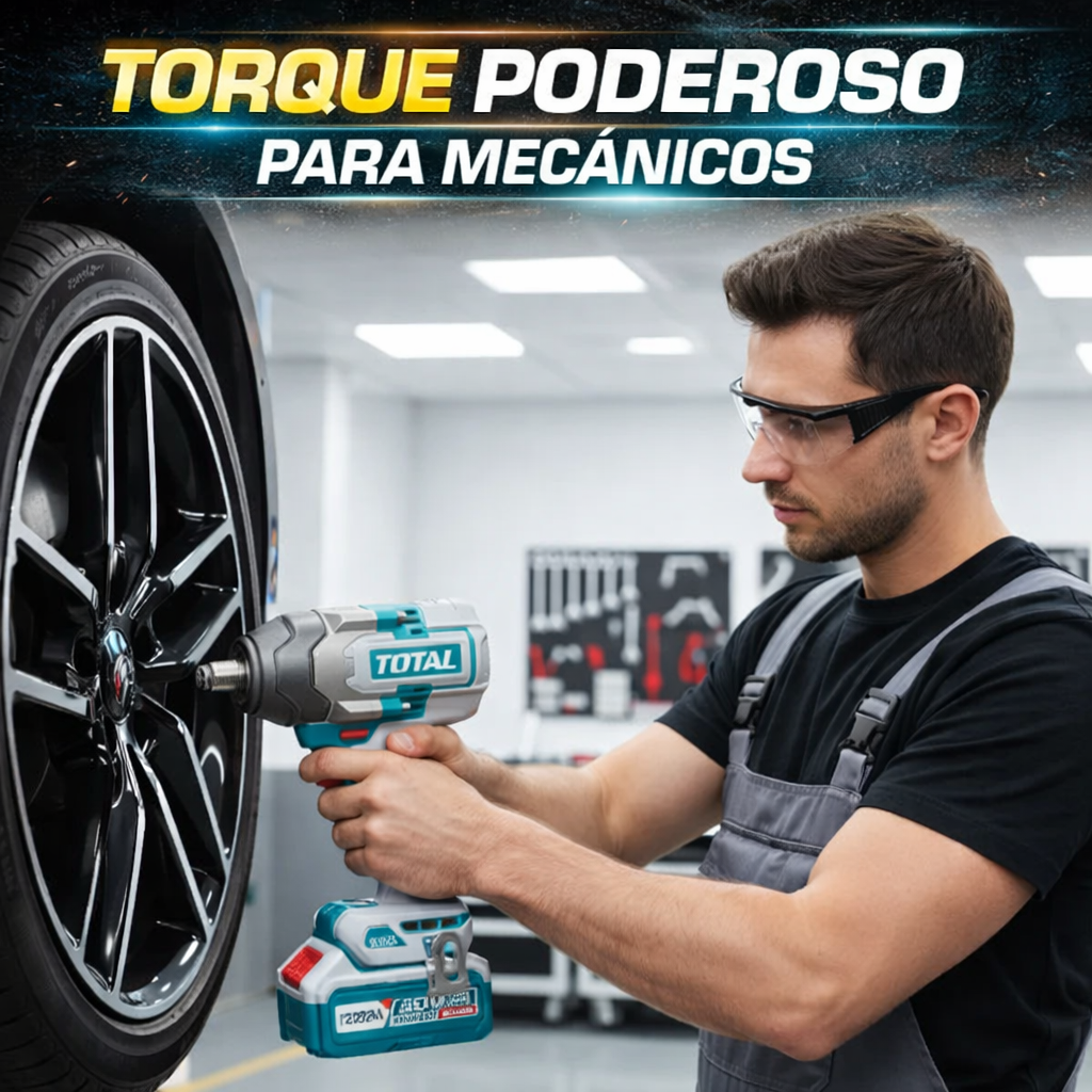 Combo Inalámbrico TOTAL 20V Impacto 850NM + Pistola de Calor LCD - en uso