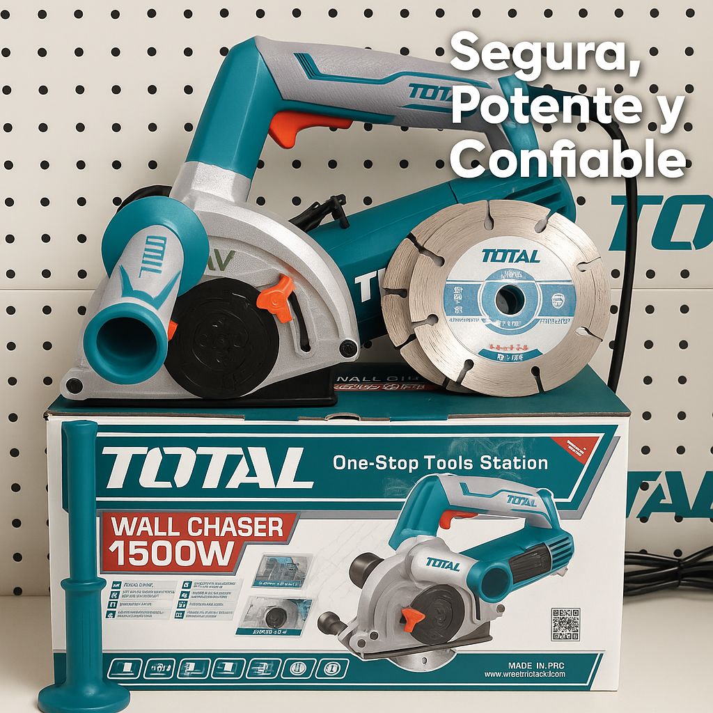 Ranuradora de Pared TOTAL 1500W – Precisión y Potencia para Cortes Profesionales - Kit completo