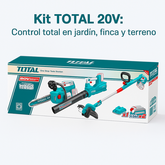 Combo Inalámbrico TOTAL 20V Motosierra 12" – Guadañadora - Sopladora Inalambrica - Potencia profesional sin cables