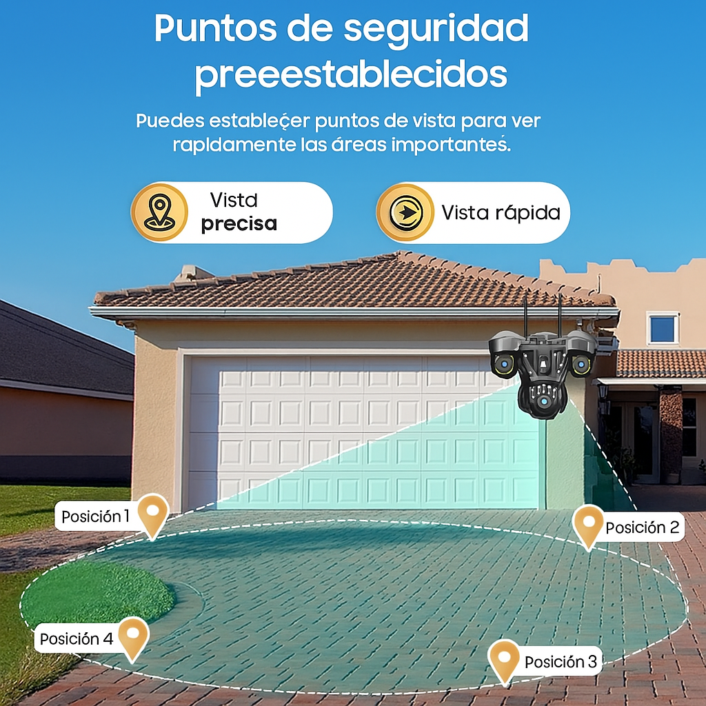 Cámara de Seguridad Inteligente Triple Lente 15MP –  Resolución Full Hd - Visión Nocturna -Funciona con Wifi