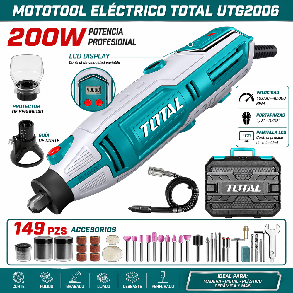 Mototool TOTAL 200W + 149 Accesorios — Multifunción Profesional (UTG2006) - vista 8