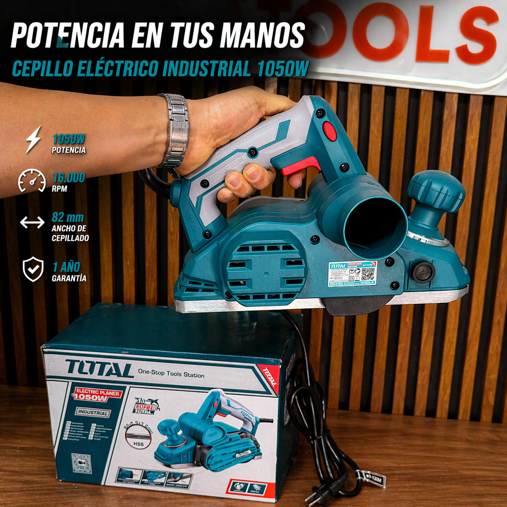Cepillo Eléctrico Industrial TOTAL 1050W — 82mm Profesional - vista 8