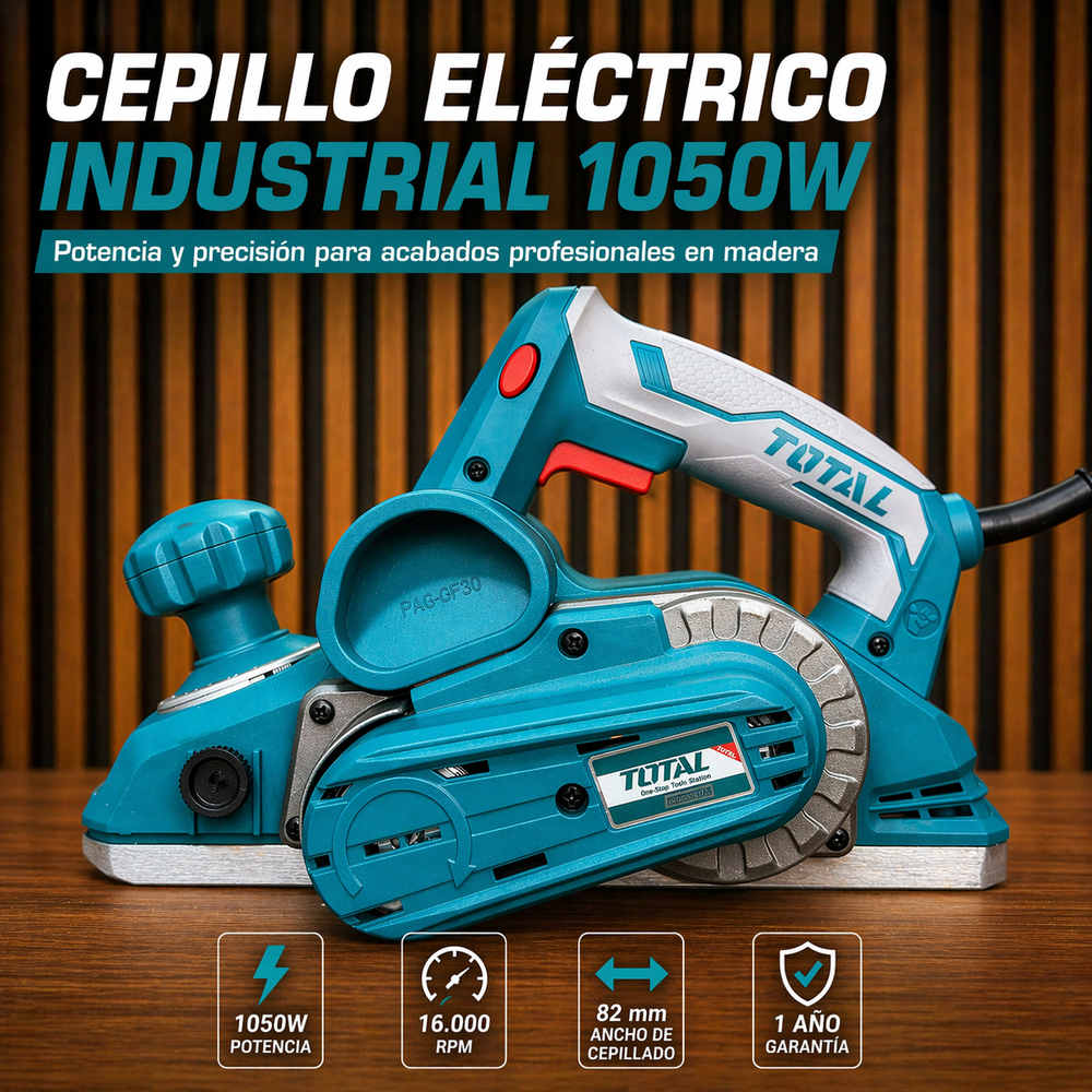 Cepillo Eléctrico Industrial TOTAL 1050W — 82mm Profesional - vista 7