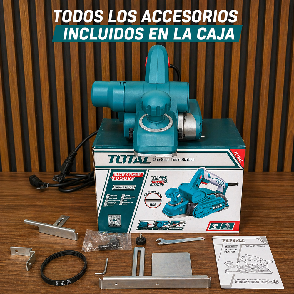 Cepillo Eléctrico Industrial TOTAL 1050W — 82mm Profesional - vista 6