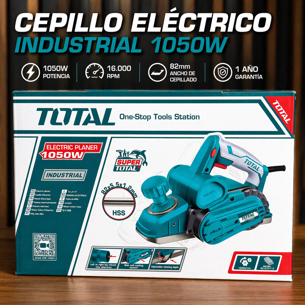 Cepillo Eléctrico Industrial TOTAL 1050W — 82mm Profesional - vista 3