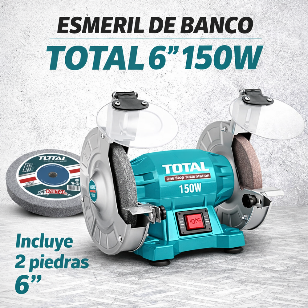 Esmeril de Banco TOTAL 6” 150W (UTBG15015) – 3450 RPM – 1 Año de Garantía - 1