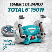 Esmeril de Banco TOTAL 6” 150W (UTBG15015) – 3450 RPM – 1 Año de Garantía miniatura 1