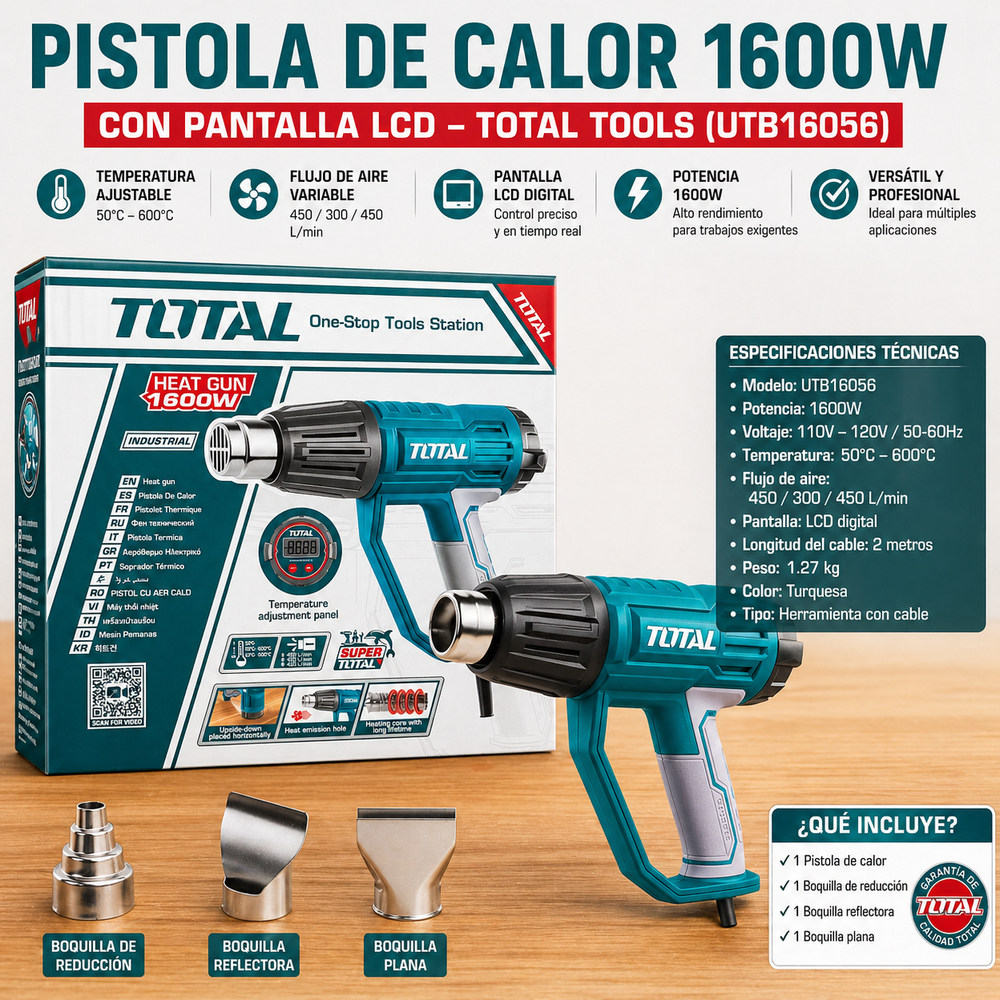 Pistola de Calor TOTAL 1600W + 3 Boquillas + Raspador (UTB16056) - vista 3
